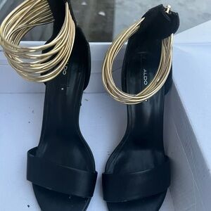 Aldo Black and Gold Women's Sandals